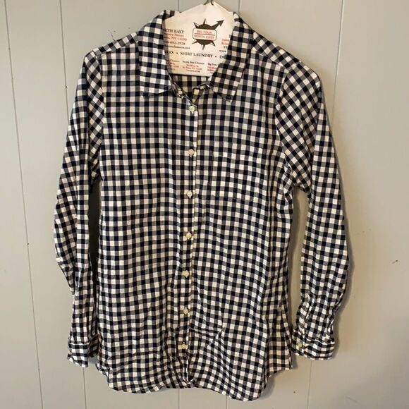 Olive & Oak Navy Checkered Buttondown Size Small - Picture 1 of 2